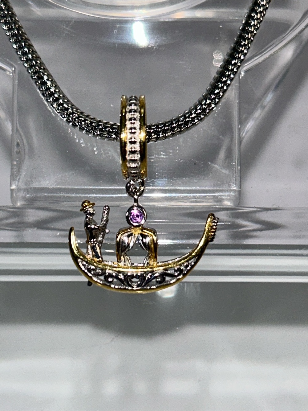 NWOT Gems En Vogue Palladium 18k Accent Gemstone Venice Gondola Euro Charm